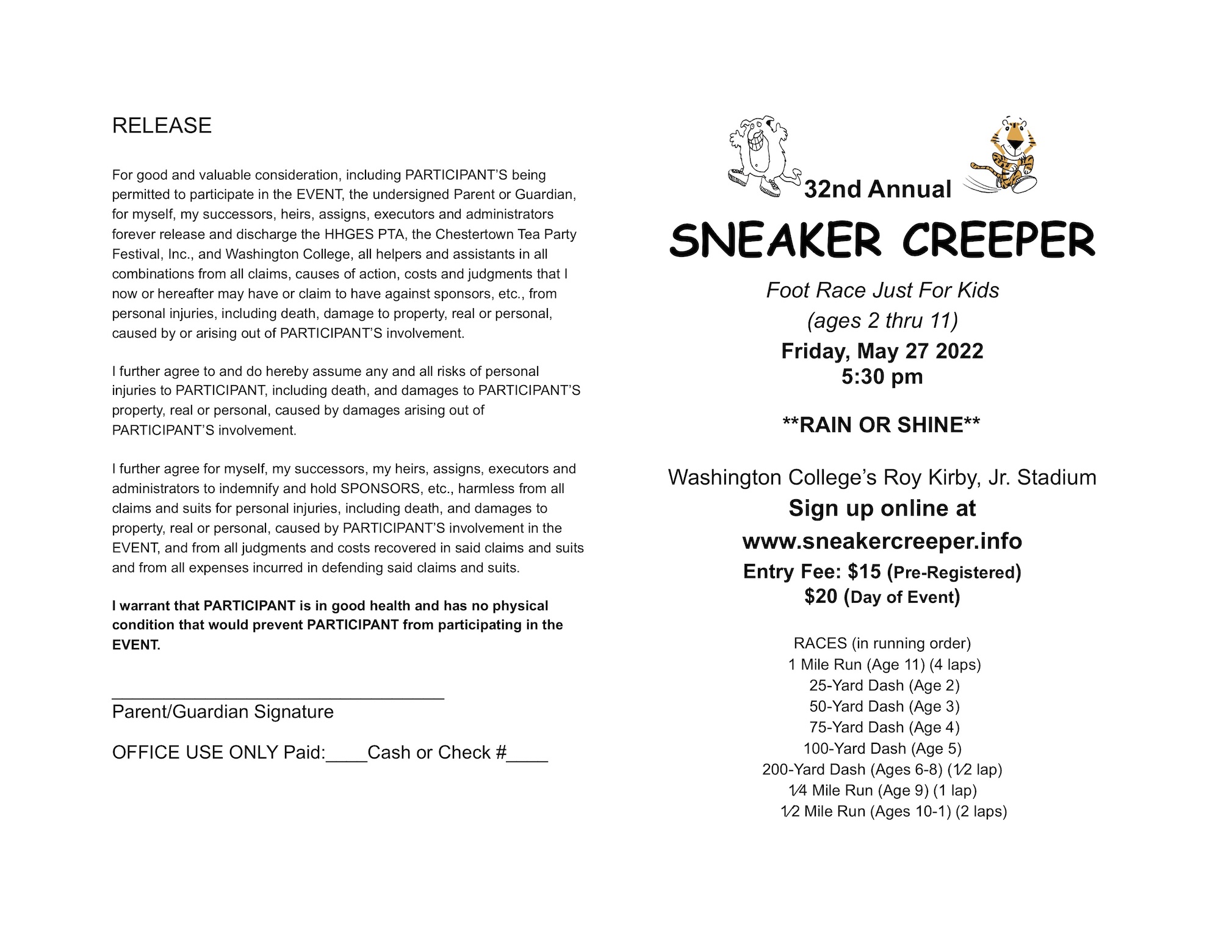 2022 Sneaker Creeper registration form